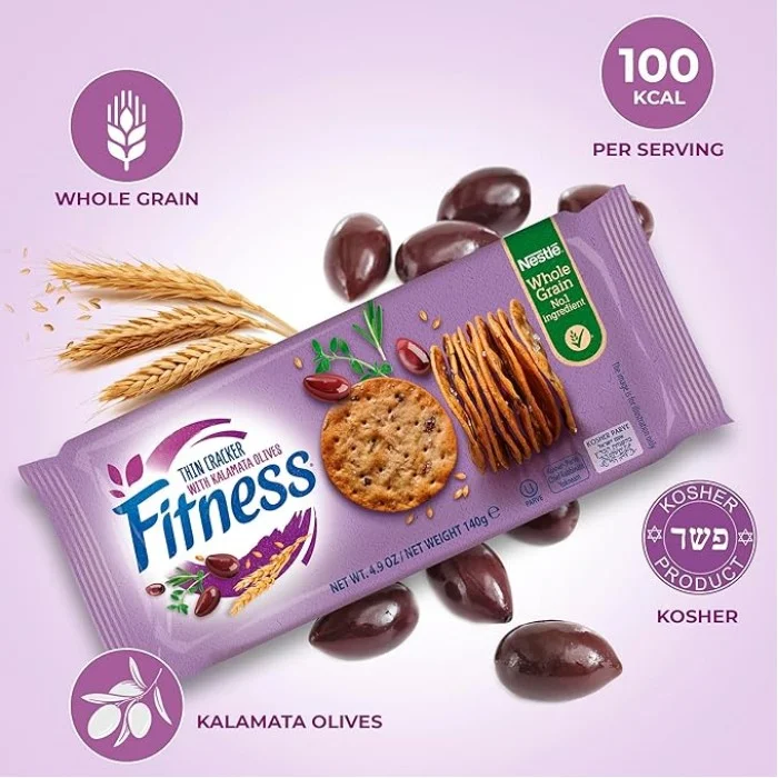 Crackers subțiri cu măsline Kalamata 140g Nestlé Fitness -